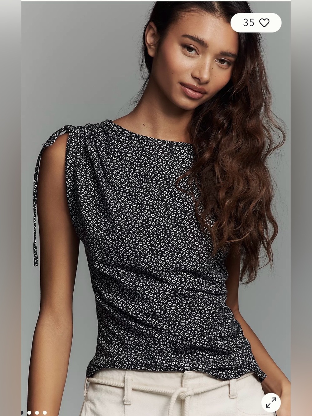 Nation LTD Julie Shoulder Tie Top Navy and White